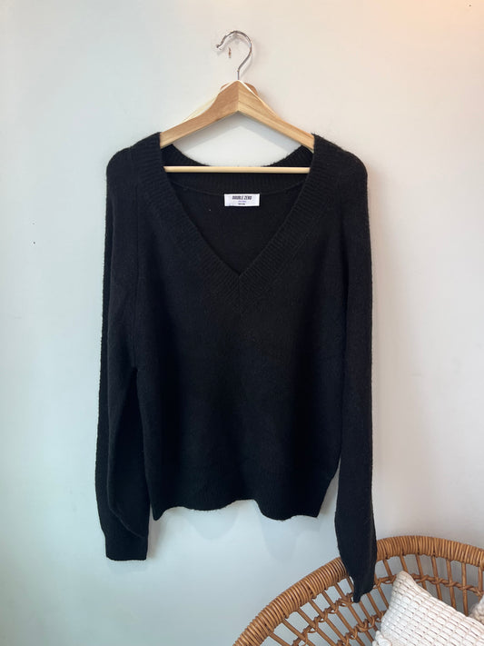 Double Zero Black V-Neck Sweater SMALL - SP24