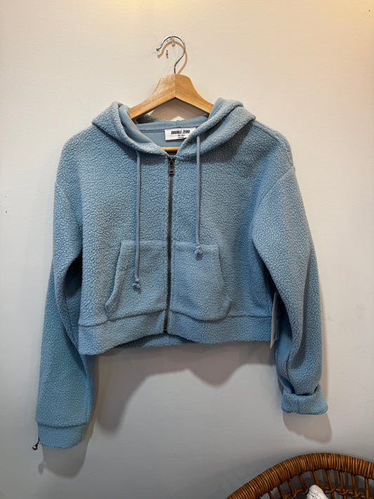 Double Zero Blue Cropped Zip Sweater SMALL SP24