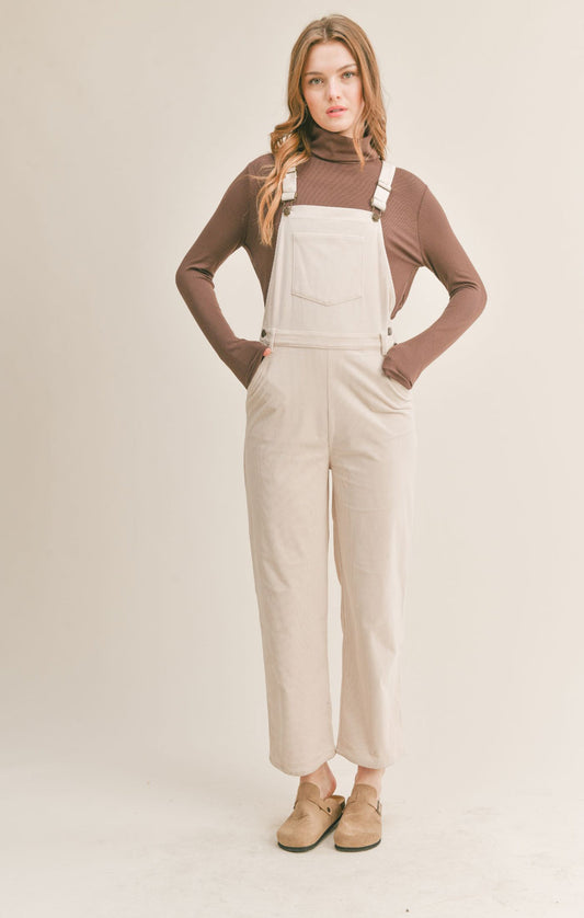 Sadie & Sage Cream Corduroy Overalls FA23