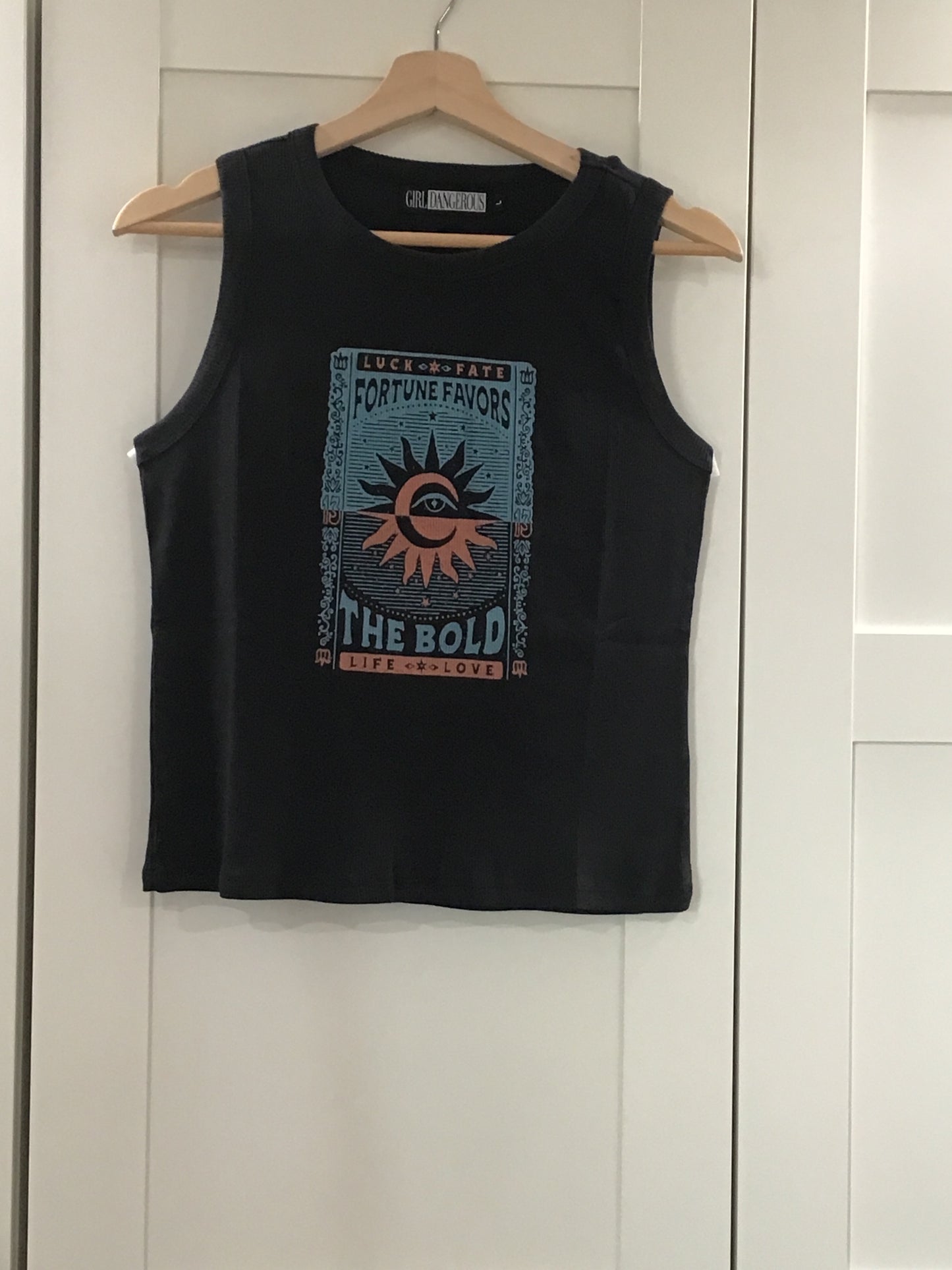 Girl Dangerous Fortune Card Ribbed Tank Top - SU24