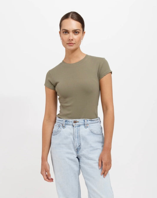 Brunette The Label Ribbed Fitted T-Shirt - FA24