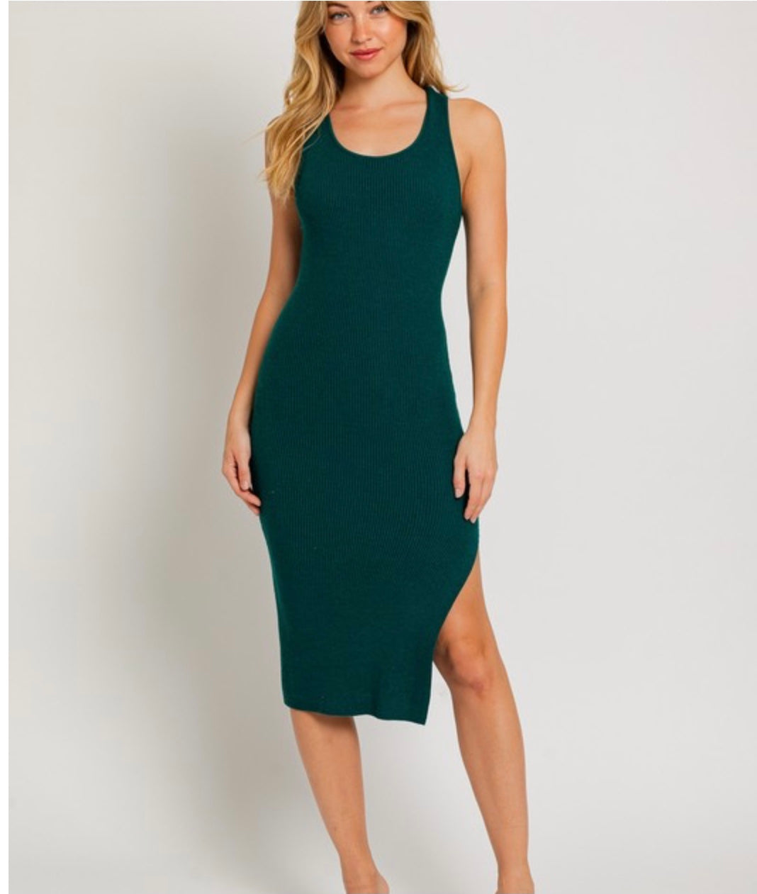 Le Lis Green Ribbed Midi Dress - SP24