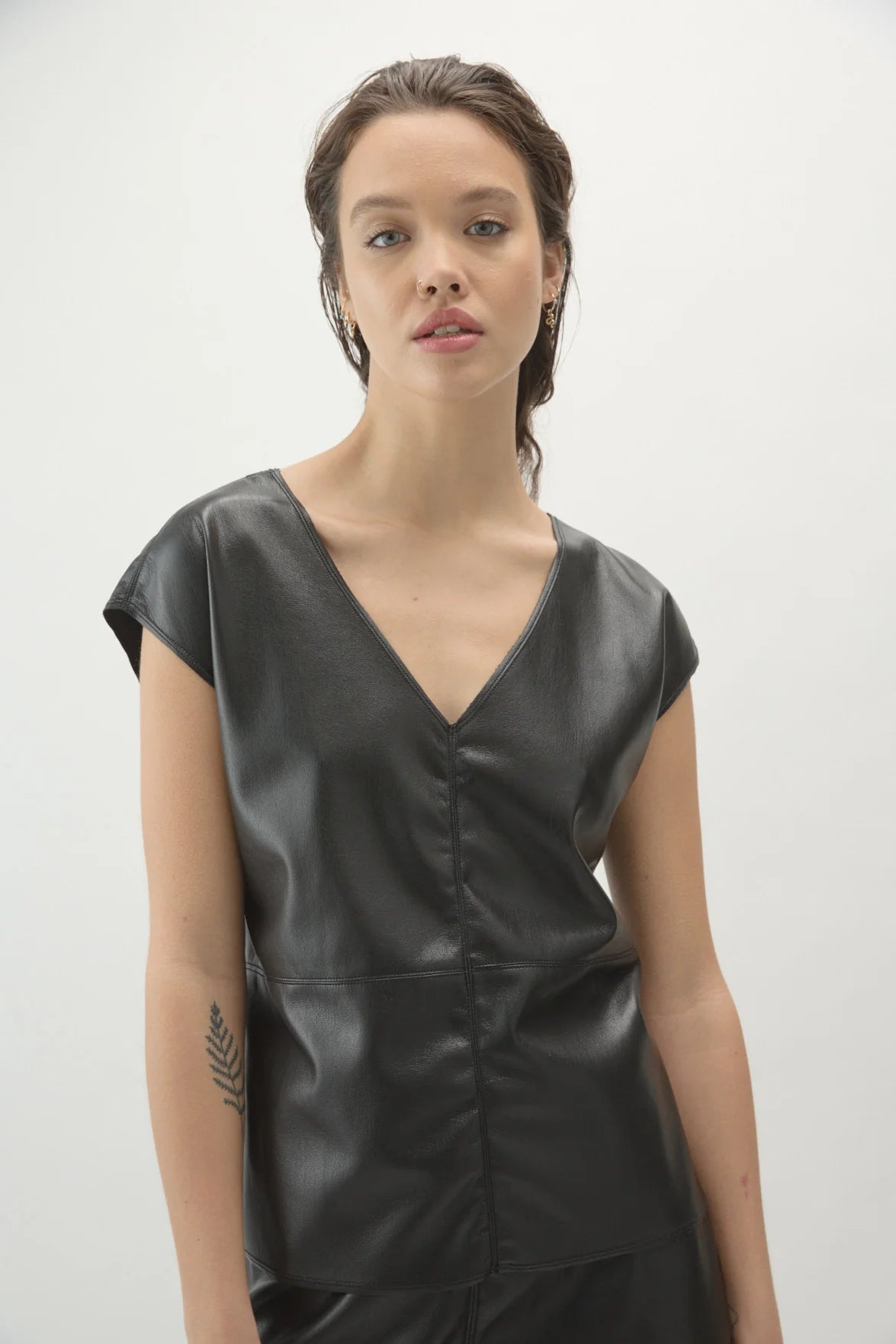 Lane Black Leather Vest