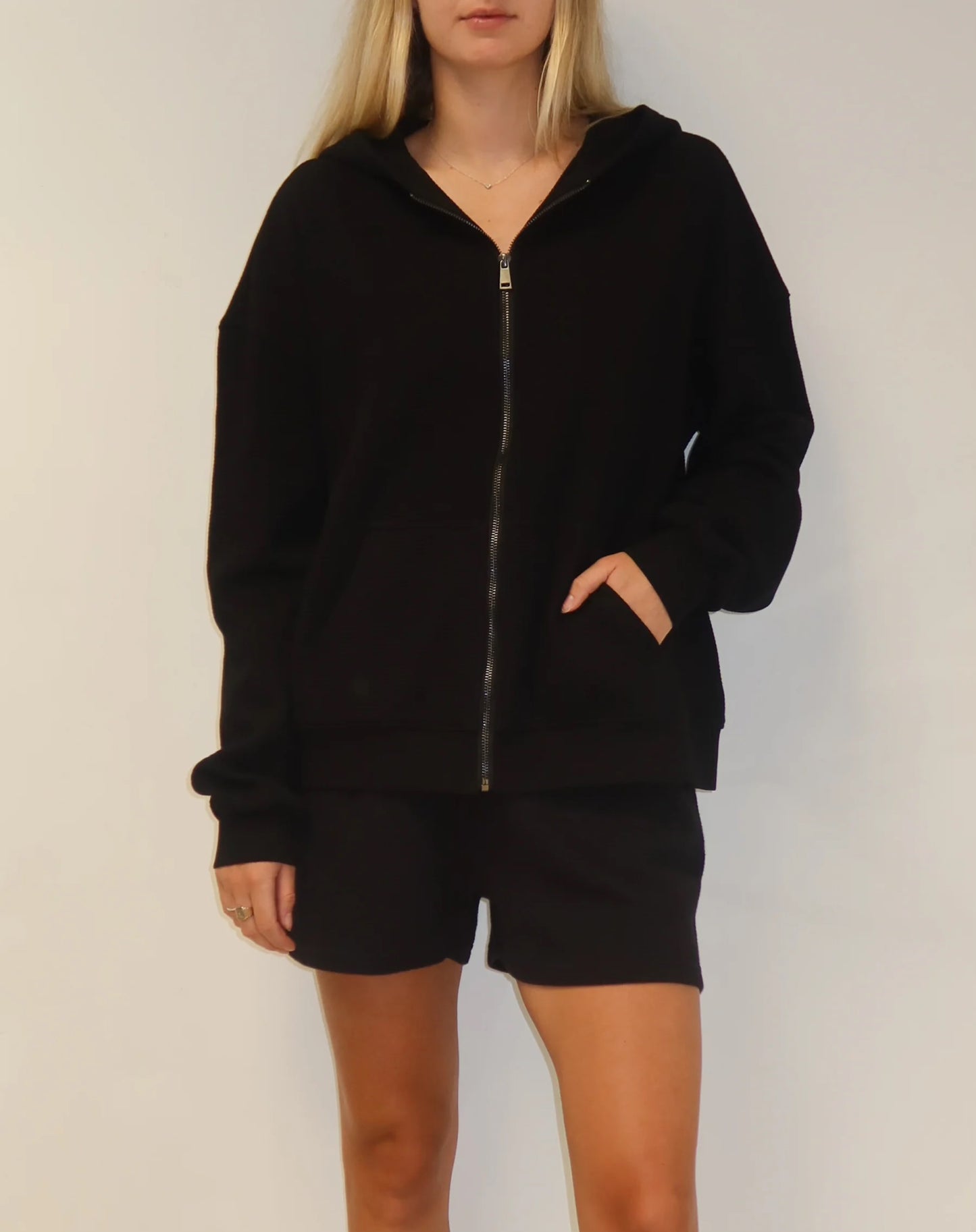 Brunette the Label Waffle Knit Full Zip Oversized Hoodie - FA24