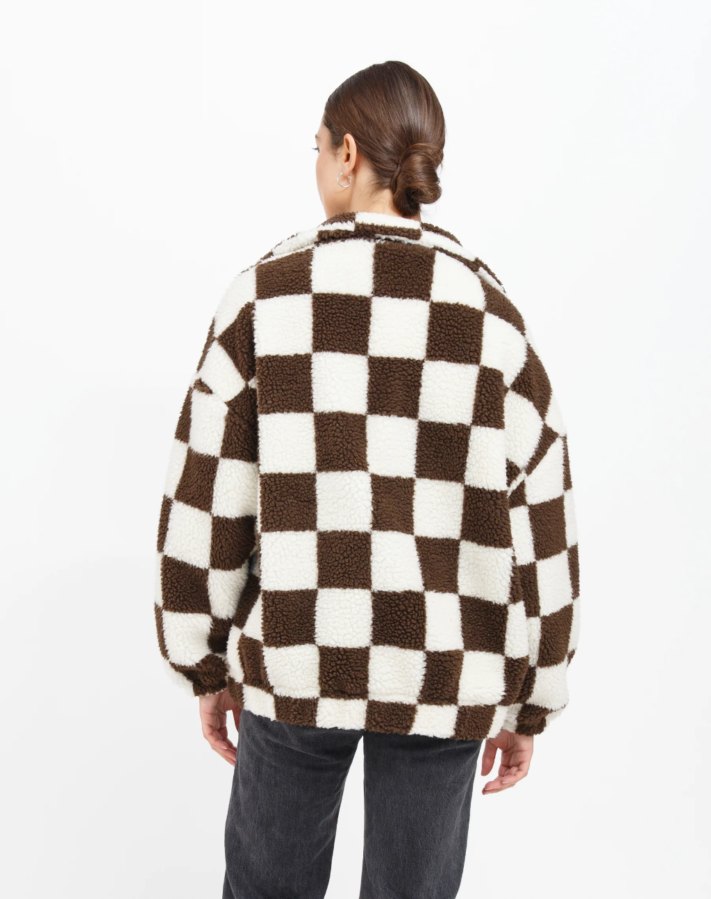 Brunette The Label Checkerboard Sherpa Full Zip Jacket - FA24