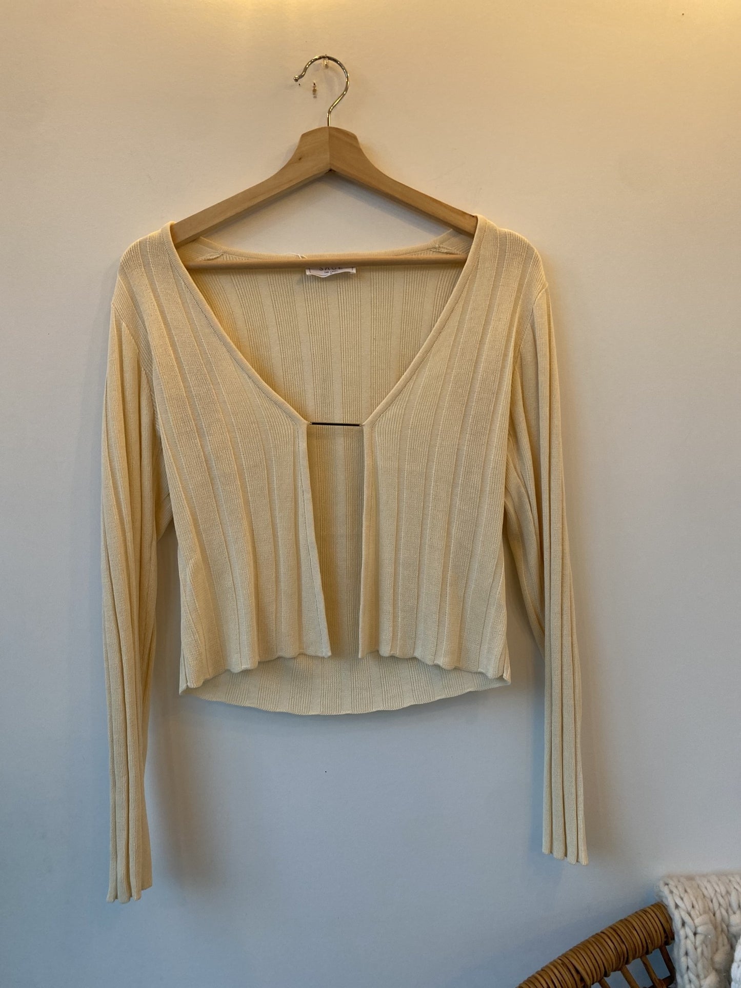 Sage the Label Cream Ribbed Cardigan - W23