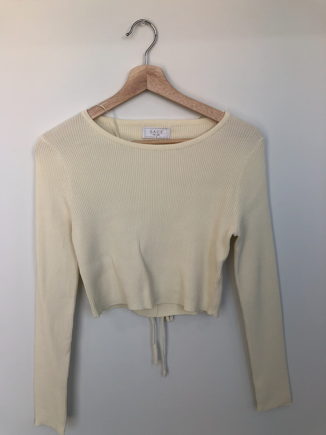 Sage The Label Ivory Ribbed Sweater - SP23